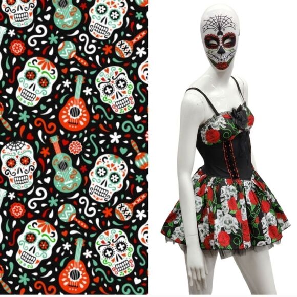 GOTH Day of the Dead Corset Dress Plus Size 2X 16-18 - Picture 4 of 4